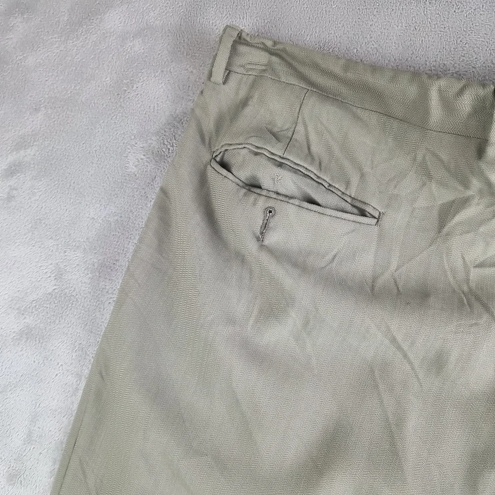 Canali Proposta Mens Wool Dress Pants Green Pleated 38 Luxury Made In Italy